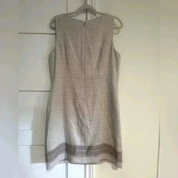 White House Black Market Tan Cream Linen blend Sheath Dress- Size 14- NWOT - Picture 5 of 6